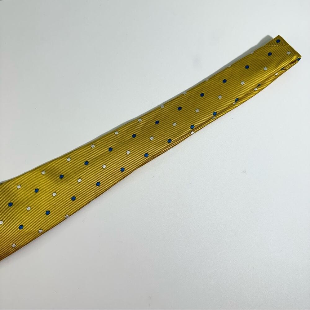 Brooks Brothers Maker Pure Silk Woven Tie Embroidered Polka Mustard Yellow Mens - Picture 7 of 8